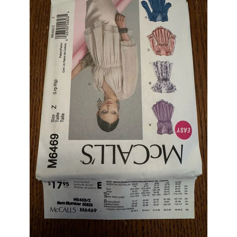 McCalls 6469 Blouse Tops Shirts Ruffles Misses Easy Sewing Pattern Sizes L XL